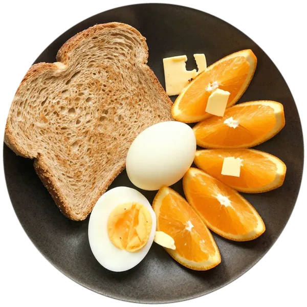 Hard-Boiled Eggs with Toast and Fruit