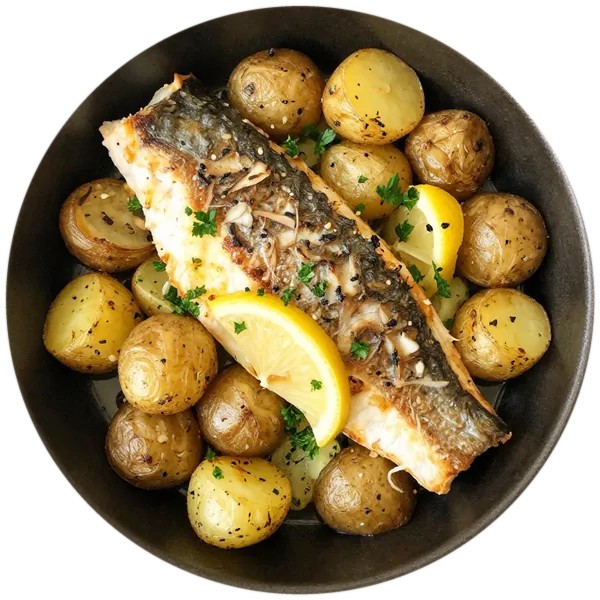 Baked Fish with Roasted Potatoes