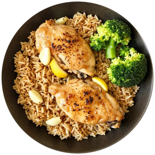 Lemon Garlic Chicken Thighs and Rice