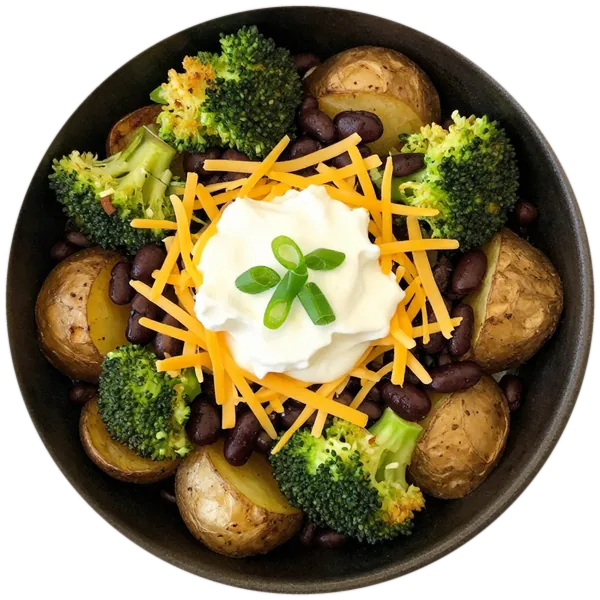 Baked Potato Bar with Broccoli and Beans