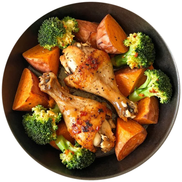 Baked Chicken Drumsticks with Sweet Potato