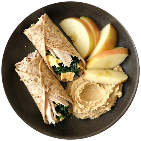 Turkey and Cheese Roll-Ups with Fruit