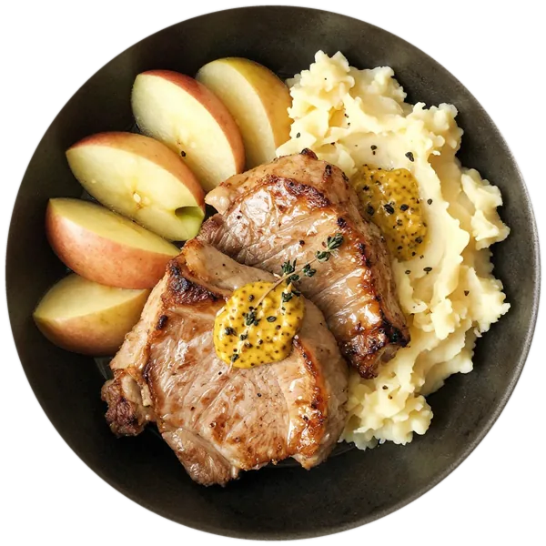 Pork Chops with Apples and Mashed Potatoes