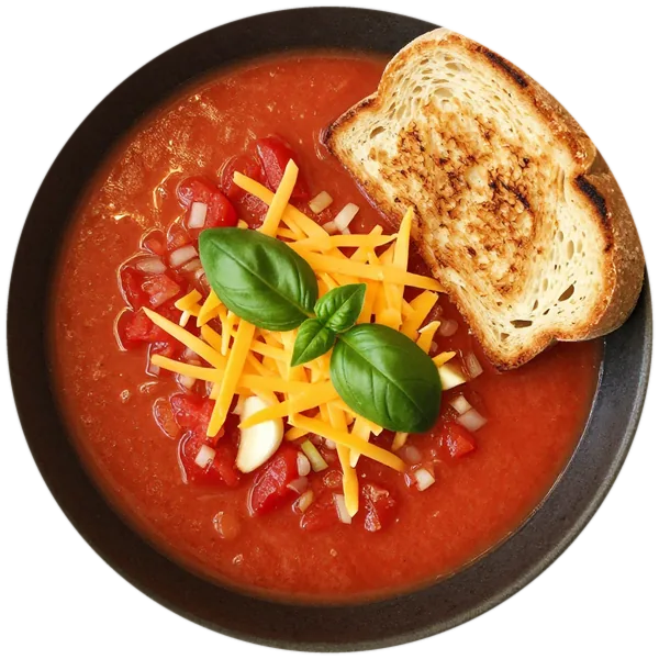 Tomato Basil Soup with Grilled Cheese