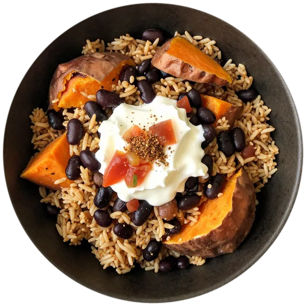 Rice and Bean Stuffed Sweet Potatoes